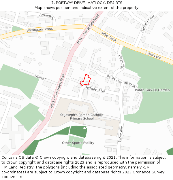 7, PORTWAY DRIVE, MATLOCK, DE4 3TS: Location map and indicative extent of plot