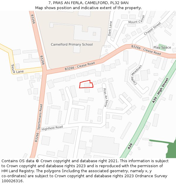 7, PRAS AN FERLA, CAMELFORD, PL32 9AN: Location map and indicative extent of plot