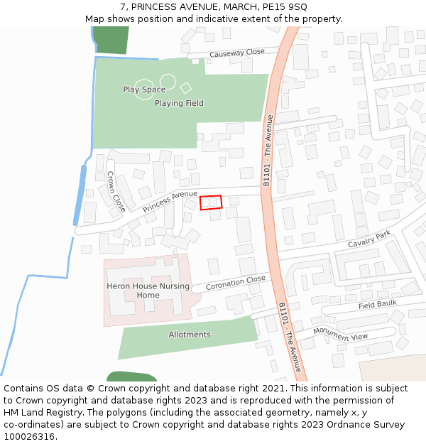 7, PRINCESS AVENUE, MARCH, PE15 9SQ: Location map and indicative extent of plot