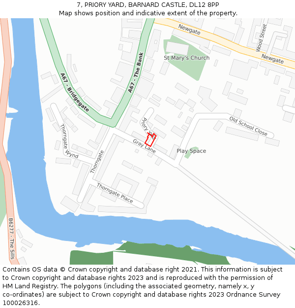 7, PRIORY YARD, BARNARD CASTLE, DL12 8PP: Location map and indicative extent of plot