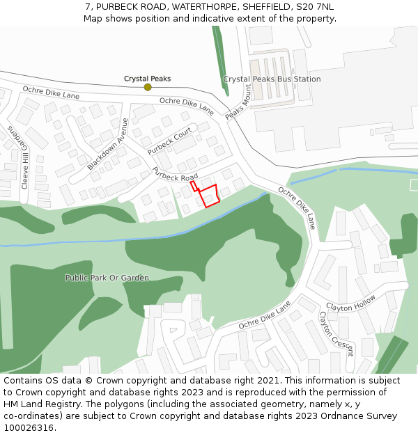 7, PURBECK ROAD, WATERTHORPE, SHEFFIELD, S20 7NL: Location map and indicative extent of plot