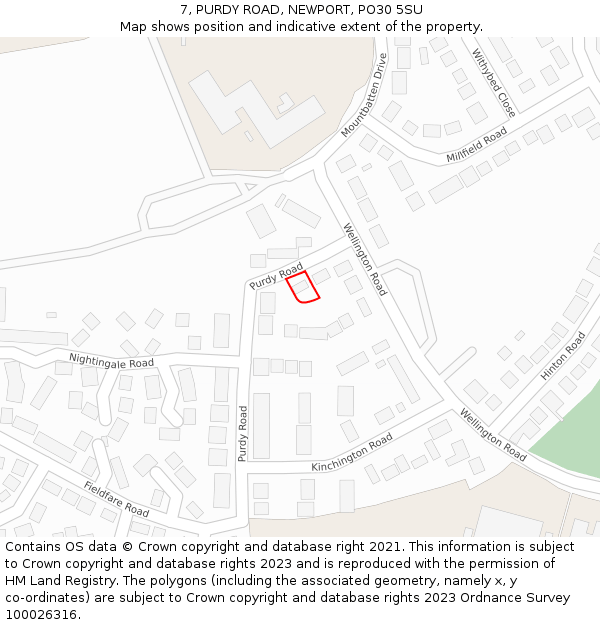 7, PURDY ROAD, NEWPORT, PO30 5SU: Location map and indicative extent of plot