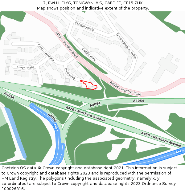 7, PWLLHELYG, TONGWYNLAIS, CARDIFF, CF15 7HX: Location map and indicative extent of plot