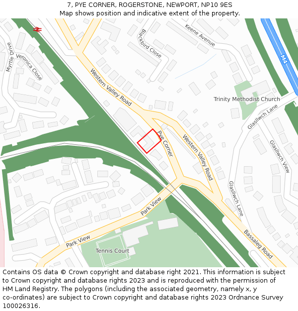 7, PYE CORNER, ROGERSTONE, NEWPORT, NP10 9ES: Location map and indicative extent of plot