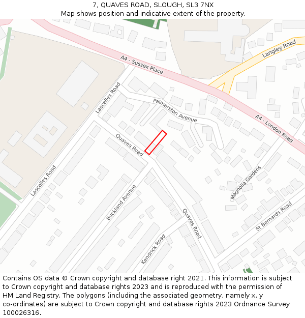 7, QUAVES ROAD, SLOUGH, SL3 7NX: Location map and indicative extent of plot