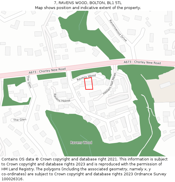 7, RAVENS WOOD, BOLTON, BL1 5TL: Location map and indicative extent of plot