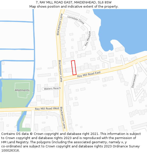 7, RAY MILL ROAD EAST, MAIDENHEAD, SL6 8SW: Location map and indicative extent of plot