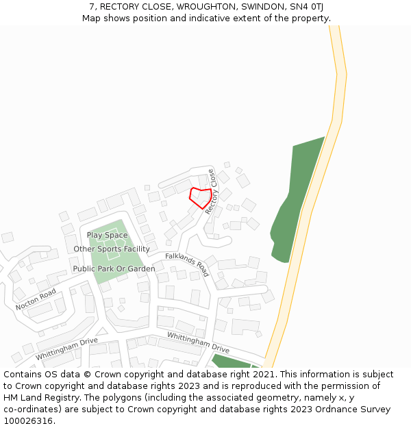 7, RECTORY CLOSE, WROUGHTON, SWINDON, SN4 0TJ: Location map and indicative extent of plot