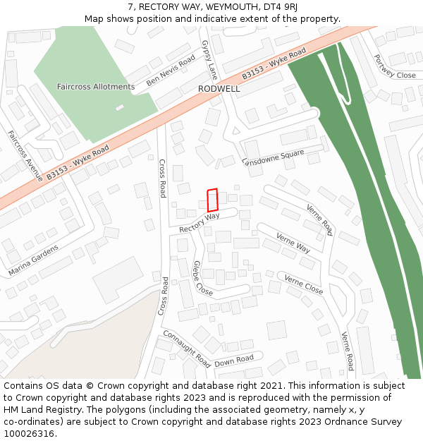 7, RECTORY WAY, WEYMOUTH, DT4 9RJ: Location map and indicative extent of plot