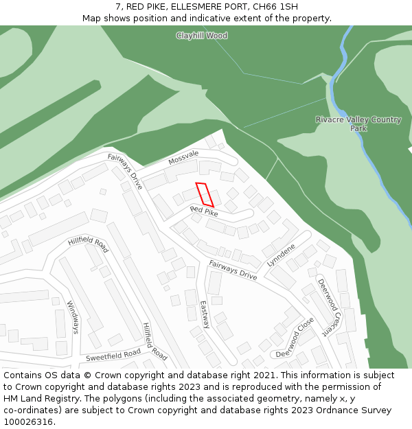 7, RED PIKE, ELLESMERE PORT, CH66 1SH: Location map and indicative extent of plot