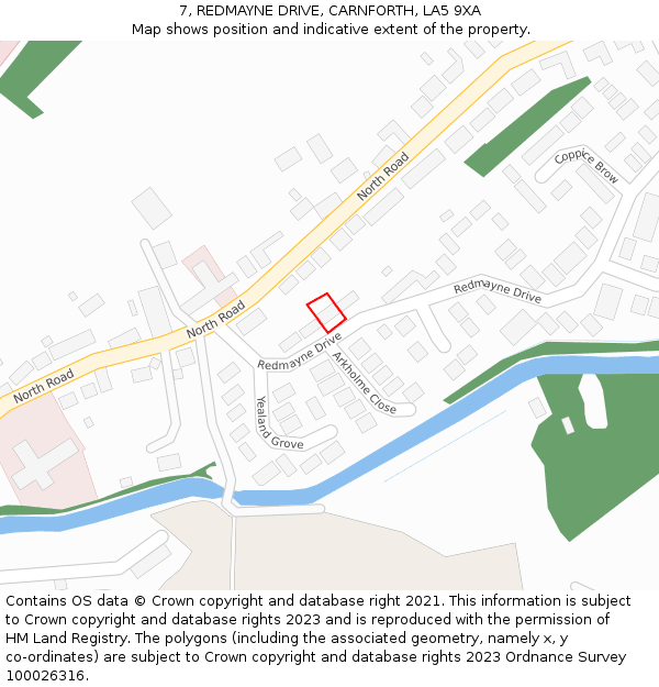 7, REDMAYNE DRIVE, CARNFORTH, LA5 9XA: Location map and indicative extent of plot