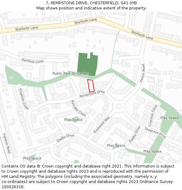 7, REMPSTONE DRIVE, CHESTERFIELD, S41 0YB: Location map and indicative extent of plot