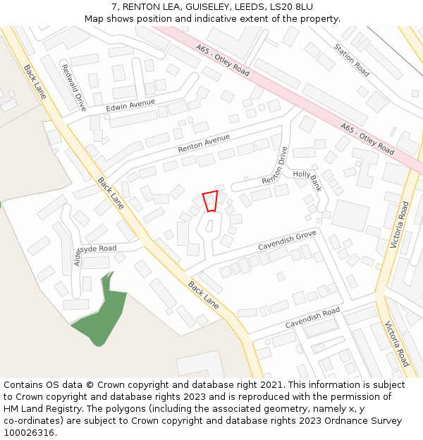 7, RENTON LEA, GUISELEY, LEEDS, LS20 8LU: Location map and indicative extent of plot