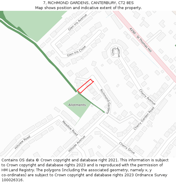 7, RICHMOND GARDENS, CANTERBURY, CT2 8ES: Location map and indicative extent of plot