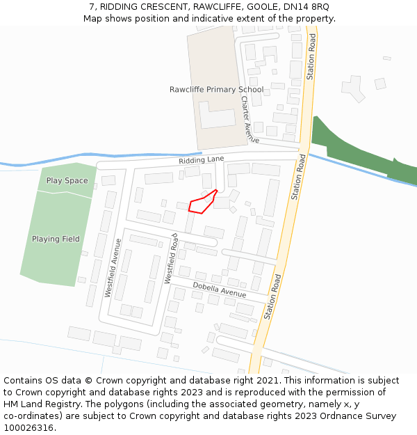 7, RIDDING CRESCENT, RAWCLIFFE, GOOLE, DN14 8RQ: Location map and indicative extent of plot