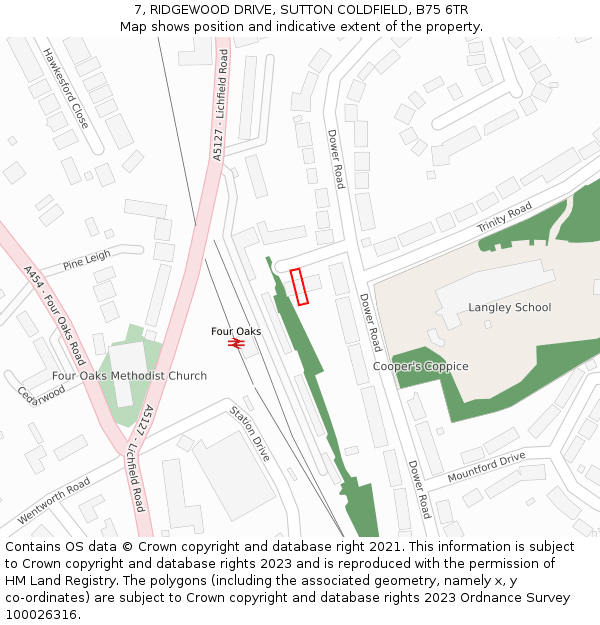 7, RIDGEWOOD DRIVE, SUTTON COLDFIELD, B75 6TR: Location map and indicative extent of plot
