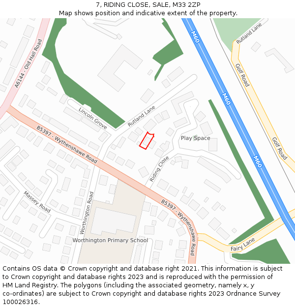 7, RIDING CLOSE, SALE, M33 2ZP: Location map and indicative extent of plot