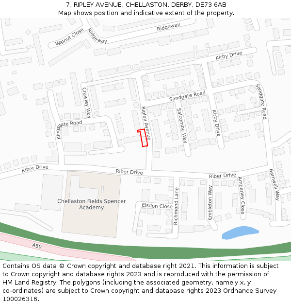 7, RIPLEY AVENUE, CHELLASTON, DERBY, DE73 6AB: Location map and indicative extent of plot