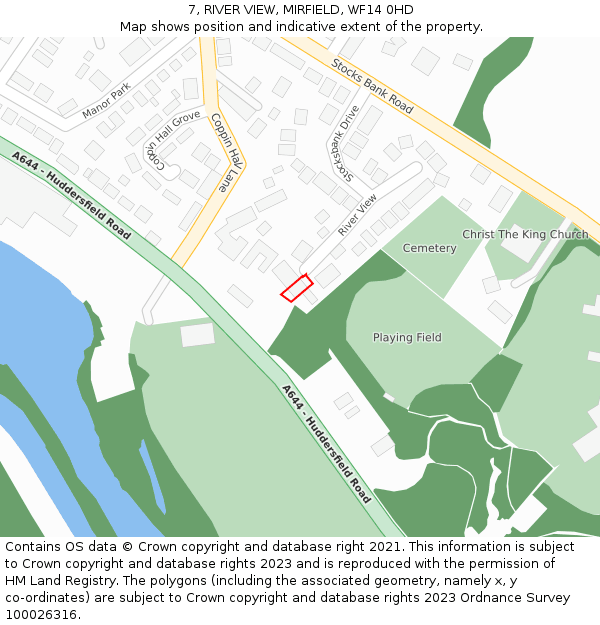 7, RIVER VIEW, MIRFIELD, WF14 0HD: Location map and indicative extent of plot