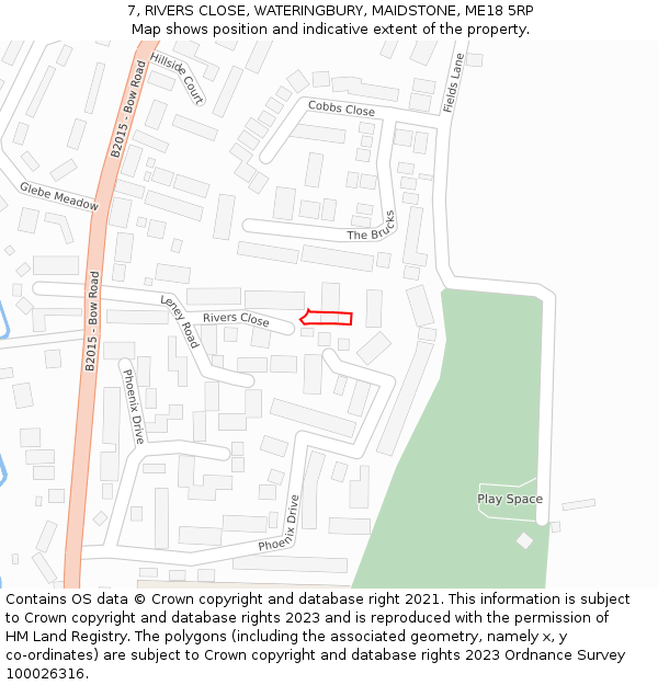 7, RIVERS CLOSE, WATERINGBURY, MAIDSTONE, ME18 5RP: Location map and indicative extent of plot