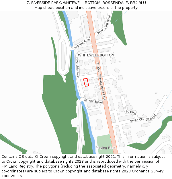 7, RIVERSIDE PARK, WHITEWELL BOTTOM, ROSSENDALE, BB4 9LU: Location map and indicative extent of plot