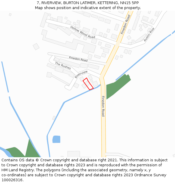 7, RIVERVIEW, BURTON LATIMER, KETTERING, NN15 5PP: Location map and indicative extent of plot