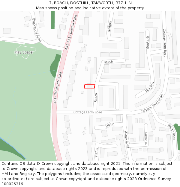 7, ROACH, DOSTHILL, TAMWORTH, B77 1LN: Location map and indicative extent of plot