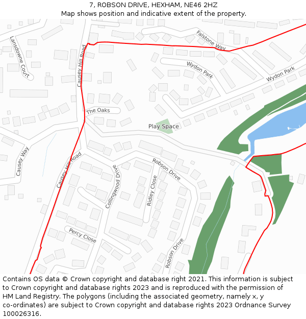 7, ROBSON DRIVE, HEXHAM, NE46 2HZ: Location map and indicative extent of plot