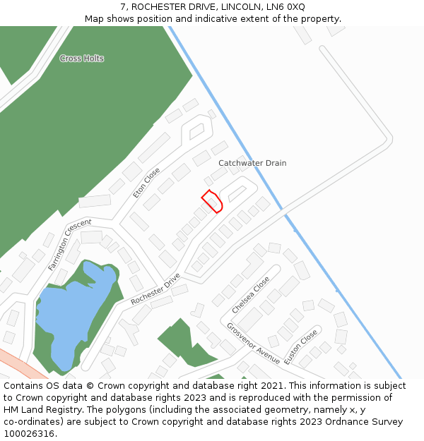 7, ROCHESTER DRIVE, LINCOLN, LN6 0XQ: Location map and indicative extent of plot