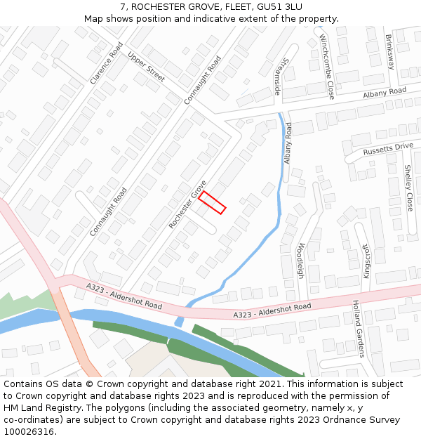 7, ROCHESTER GROVE, FLEET, GU51 3LU: Location map and indicative extent of plot