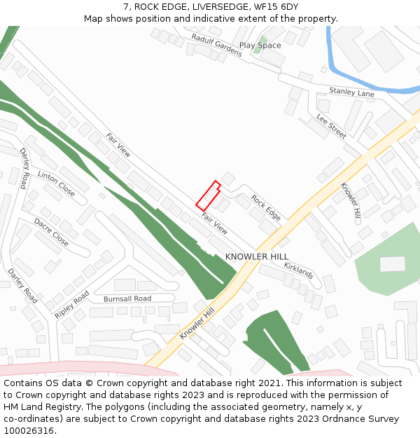 7, ROCK EDGE, LIVERSEDGE, WF15 6DY: Location map and indicative extent of plot