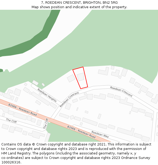 7, ROEDEAN CRESCENT, BRIGHTON, BN2 5RG: Location map and indicative extent of plot