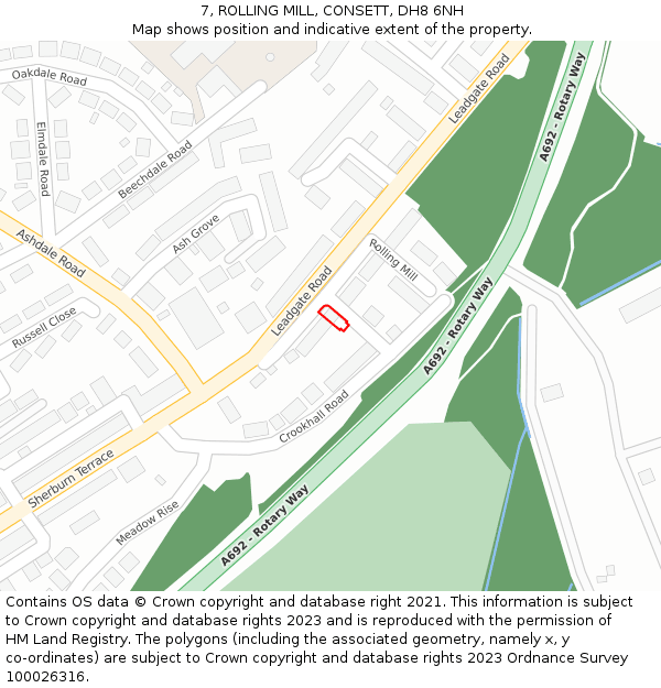 7, ROLLING MILL, CONSETT, DH8 6NH: Location map and indicative extent of plot