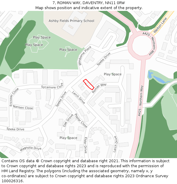 7, ROMAN WAY, DAVENTRY, NN11 0RW: Location map and indicative extent of plot