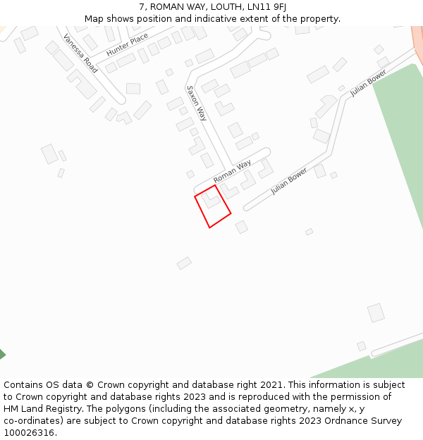 7, ROMAN WAY, LOUTH, LN11 9FJ: Location map and indicative extent of plot