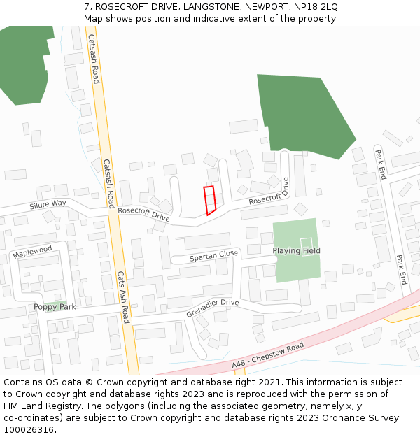 7, ROSECROFT DRIVE, LANGSTONE, NEWPORT, NP18 2LQ: Location map and indicative extent of plot