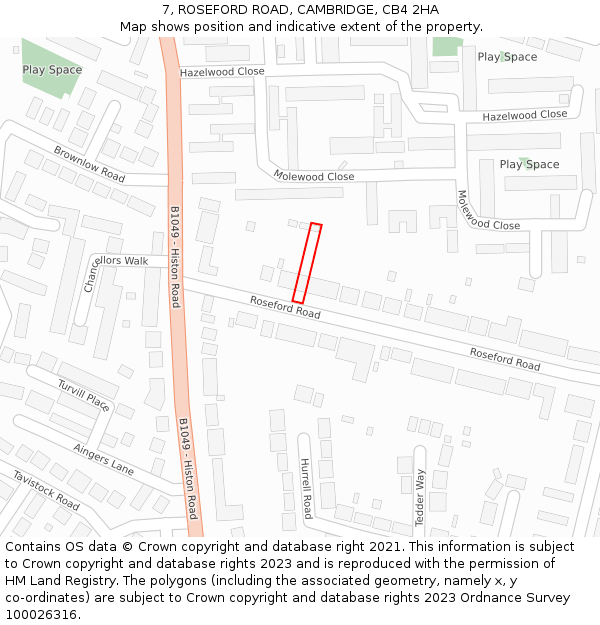 7, ROSEFORD ROAD, CAMBRIDGE, CB4 2HA: Location map and indicative extent of plot