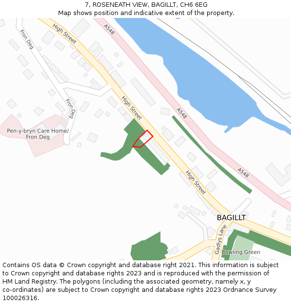 7, ROSENEATH VIEW, BAGILLT, CH6 6EG: Location map and indicative extent of plot