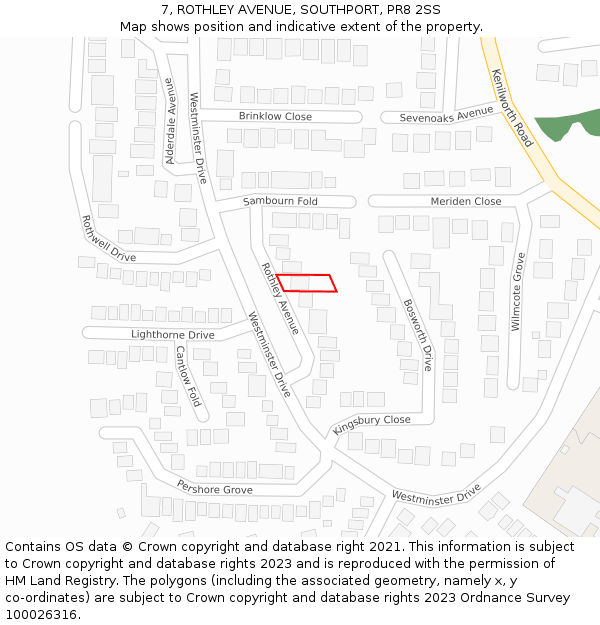 7, ROTHLEY AVENUE, SOUTHPORT, PR8 2SS: Location map and indicative extent of plot