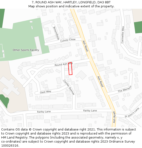 7, ROUND ASH WAY, HARTLEY, LONGFIELD, DA3 8BT: Location map and indicative extent of plot