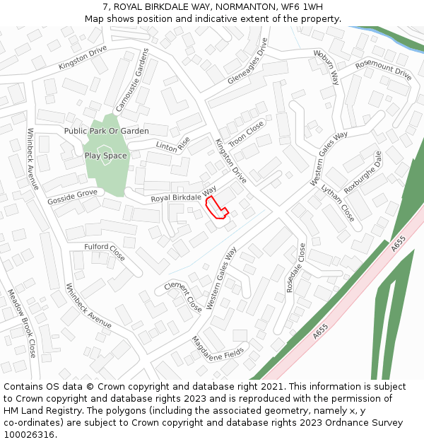 7, ROYAL BIRKDALE WAY, NORMANTON, WF6 1WH: Location map and indicative extent of plot