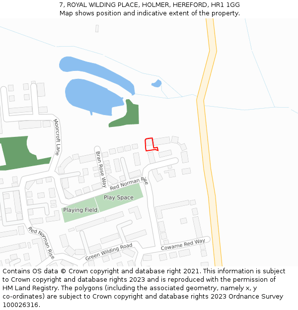 7, ROYAL WILDING PLACE, HOLMER, HEREFORD, HR1 1GG: Location map and indicative extent of plot