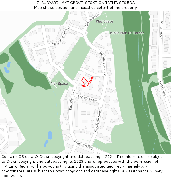 7, RUDYARD LAKE GROVE, STOKE-ON-TRENT, ST6 5DA: Location map and indicative extent of plot