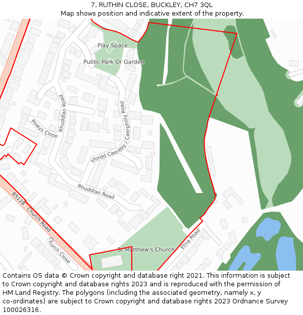7, RUTHIN CLOSE, BUCKLEY, CH7 3QL: Location map and indicative extent of plot
