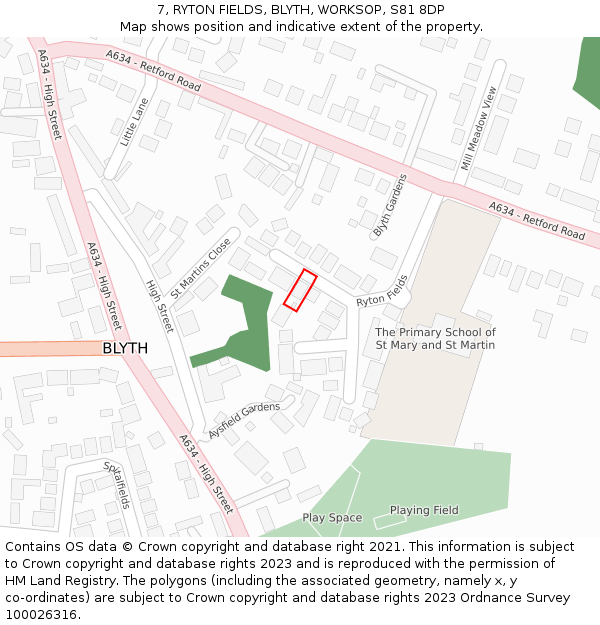 7, RYTON FIELDS, BLYTH, WORKSOP, S81 8DP: Location map and indicative extent of plot
