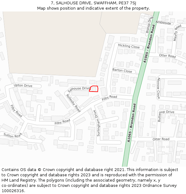 7, SALHOUSE DRIVE, SWAFFHAM, PE37 7SJ: Location map and indicative extent of plot
