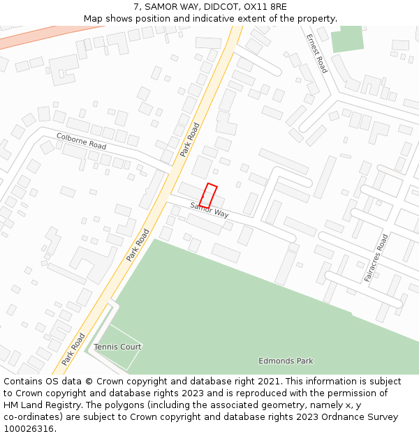 7, SAMOR WAY, DIDCOT, OX11 8RE: Location map and indicative extent of plot