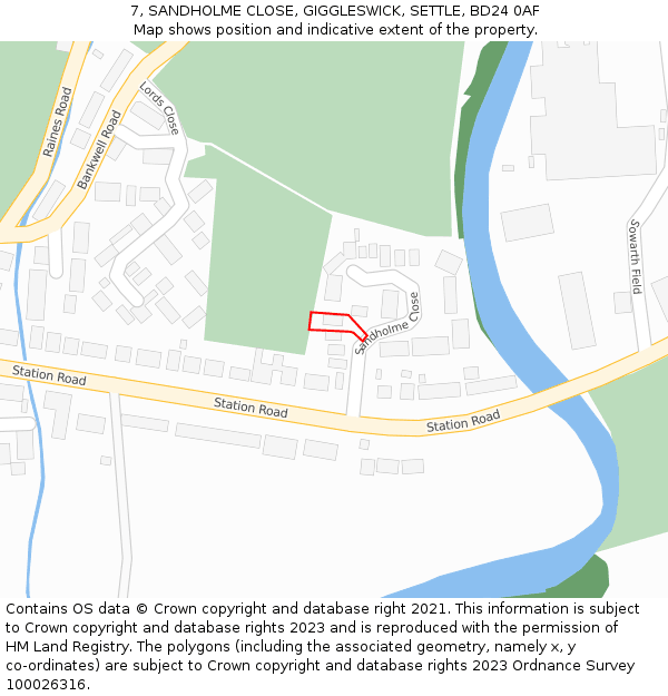 7, SANDHOLME CLOSE, GIGGLESWICK, SETTLE, BD24 0AF: Location map and indicative extent of plot