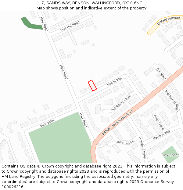 7, SANDS WAY, BENSON, WALLINGFORD, OX10 6NG: Location map and indicative extent of plot