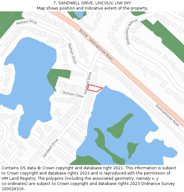 7, SANDWELL DRIVE, LINCOLN, LN6 0XY: Location map and indicative extent of plot